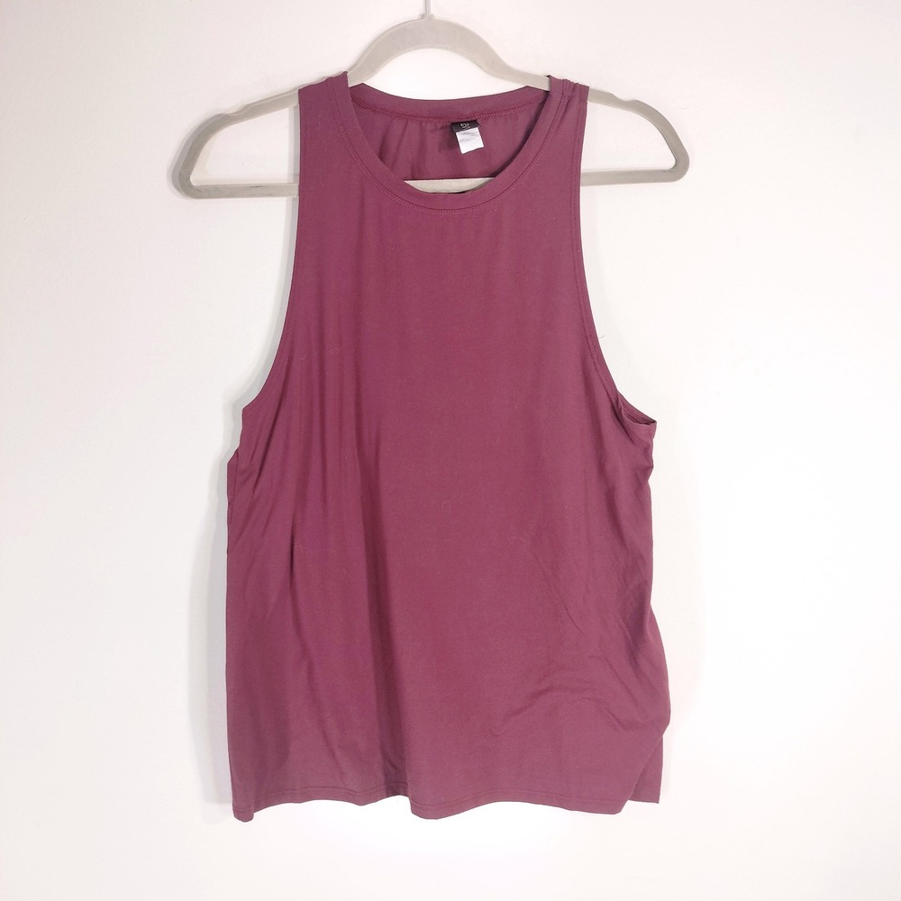 Savvi Maroon Tank Top; High Neck Muscle Tee Athletic Workout